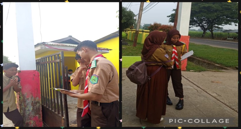 Pembiasaan Karakter di Gerbang Sekolah: Pramuka SMKN 1 Paguyaman Sambut Murid dengan Semangat Membaca Dirosah